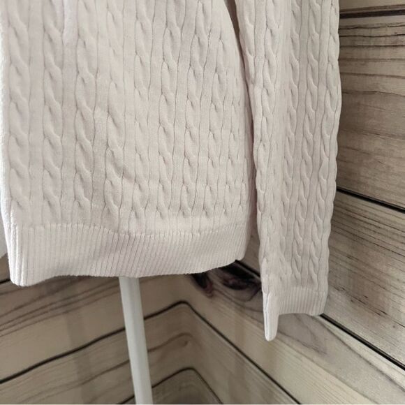 EP Pro White Cable Knit V Neck Sweater NWT - Picture 3 of 5
